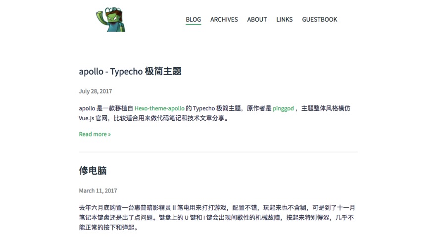 apollo一款极简Typecho主题-popo